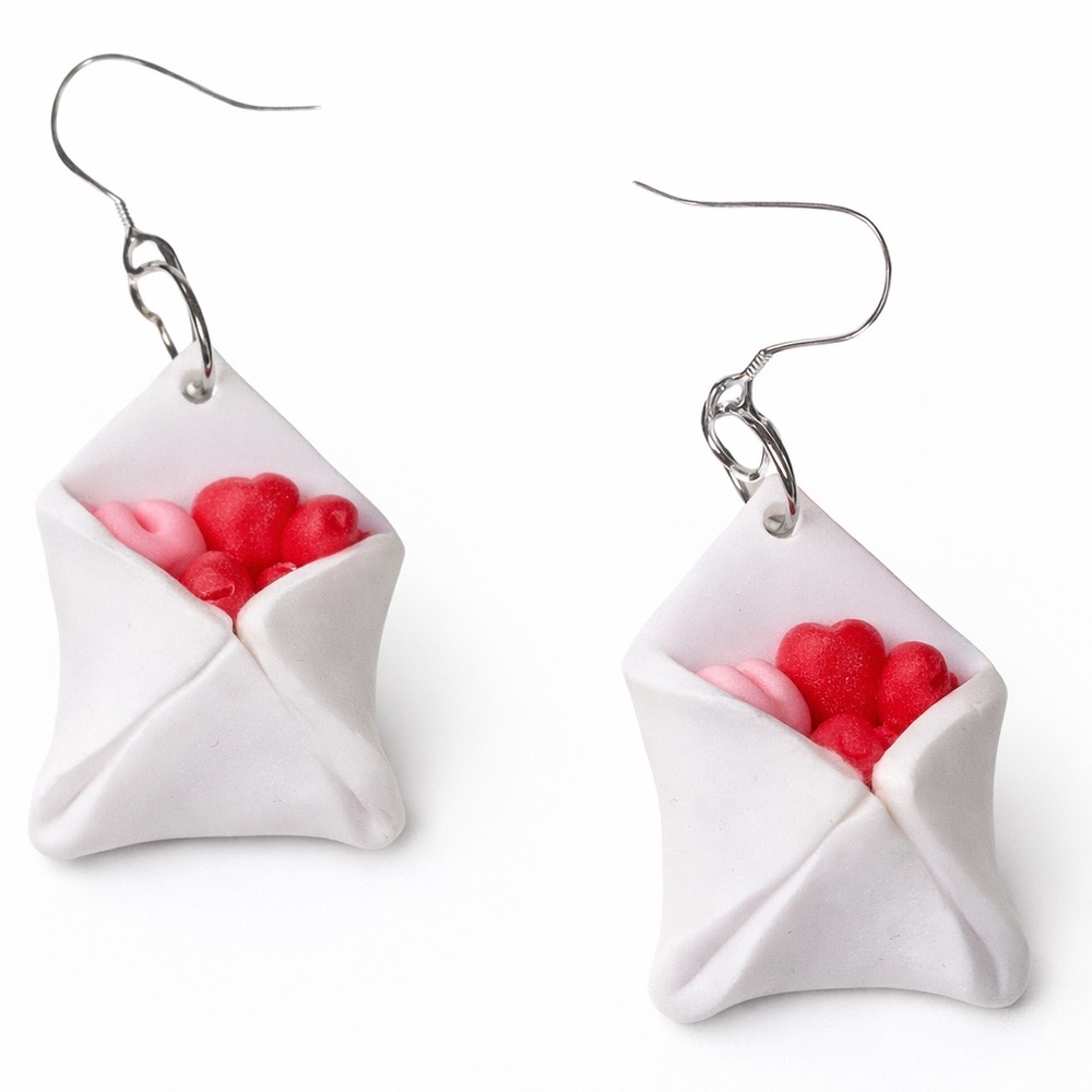 Heart Letter Earrings Valentine's‎ Day Gift Red Love Statement Dangle Handmade